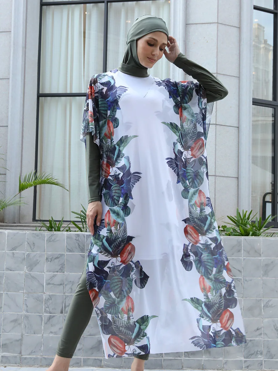 3/4PCS Islamic Swimwear with Shawl Beach Wear Muslim Swimming Suit for Women Modest Long Sleeves Full Cover Burkini Swimsuit