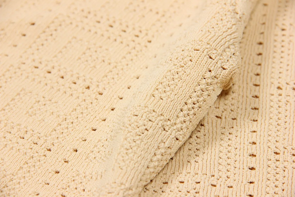 SML High Quality Fashion Elastic Knitted Fabric Labyrinth Hollow Round Neck Single breasted Long Sleeve Slim Fit Women Cardigan