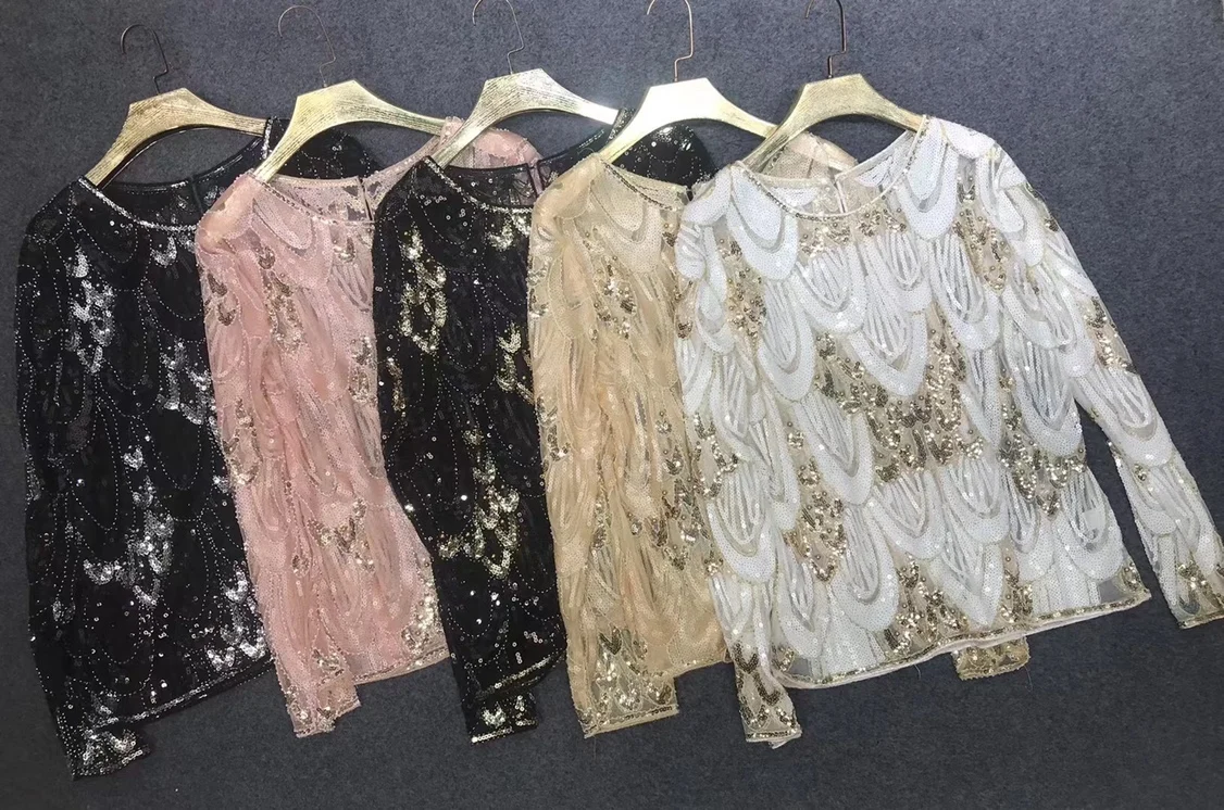 shiny gold t shirts women bling sequined t shirt tops
