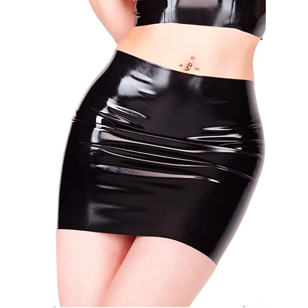 Wet Look PVC Skirts Shiny PU Leather Pencil Skirt Jupe Femme Tights Package Hip Micro Mini Faldas Hot Sexy Clubwear Gonna Saias