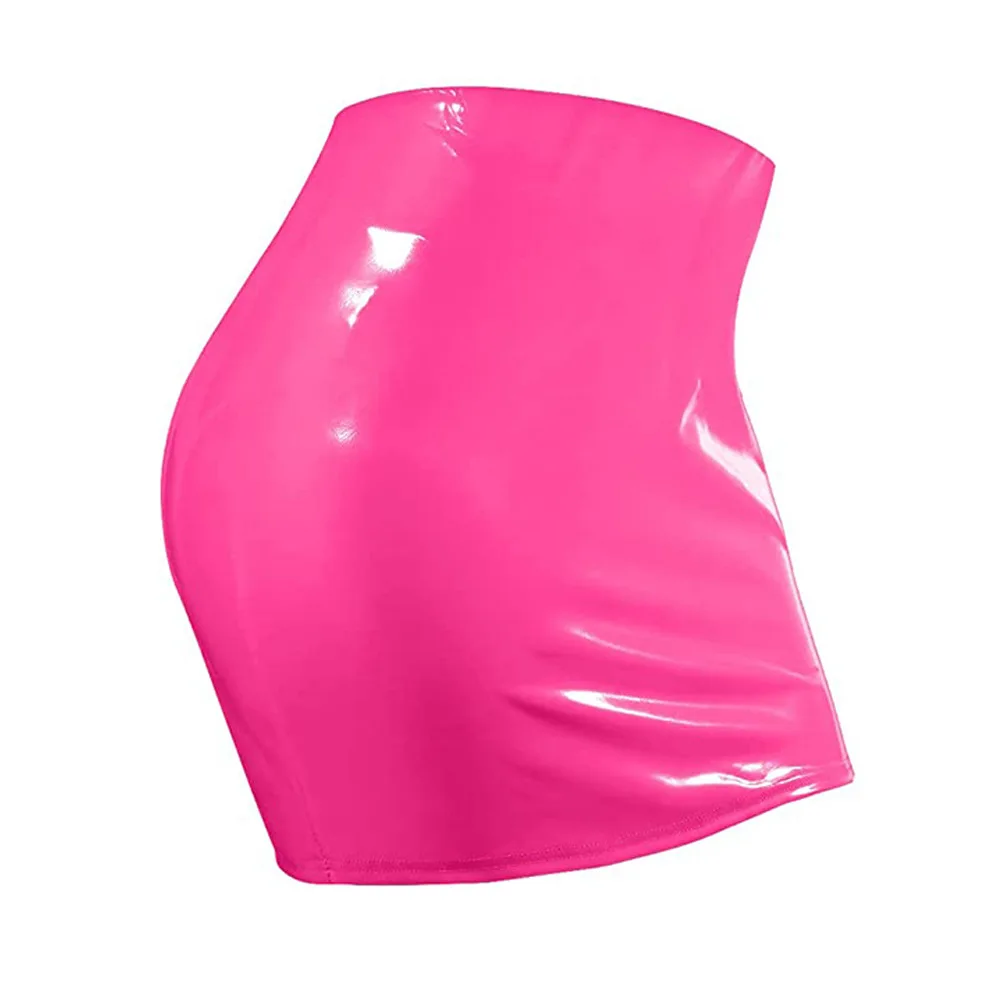 Wet Look PVC Skirts Shiny PU Leather Pencil Skirt Jupe Femme Tights Package Hip Micro Mini Faldas Hot Sexy Clubwear Gonna Saias