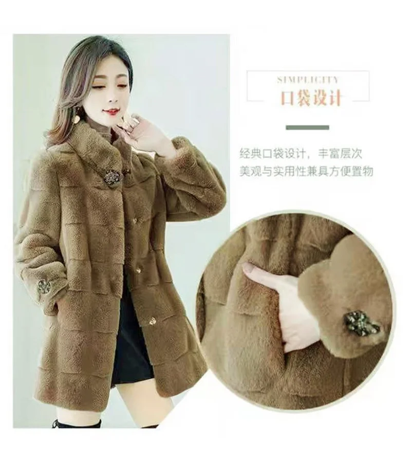 2023 Autumn Winter New Fur Coat Female Mid length Korean Version Slim Fit Women's Imitation Mink Fleece Coat Women's Danish Mink