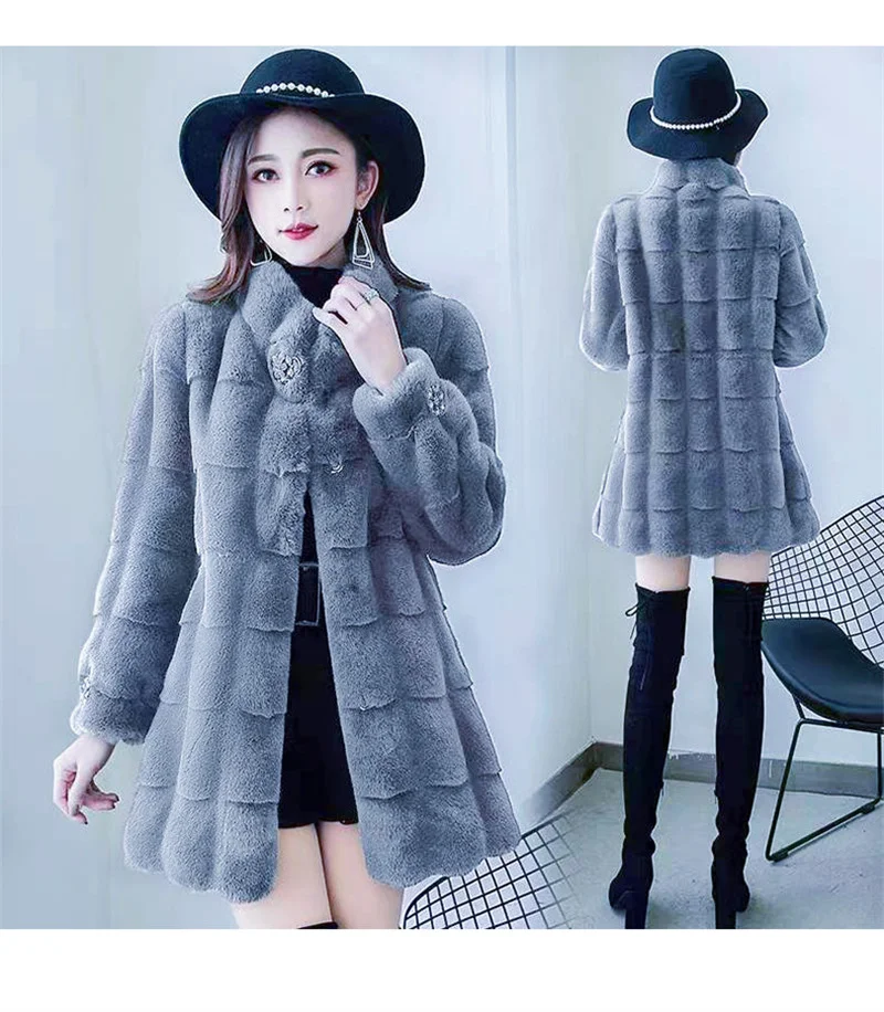 2023 Autumn Winter New Fur Coat Female Mid length Korean Version Slim Fit Women's Imitation Mink Fleece Coat Women's Danish Mink