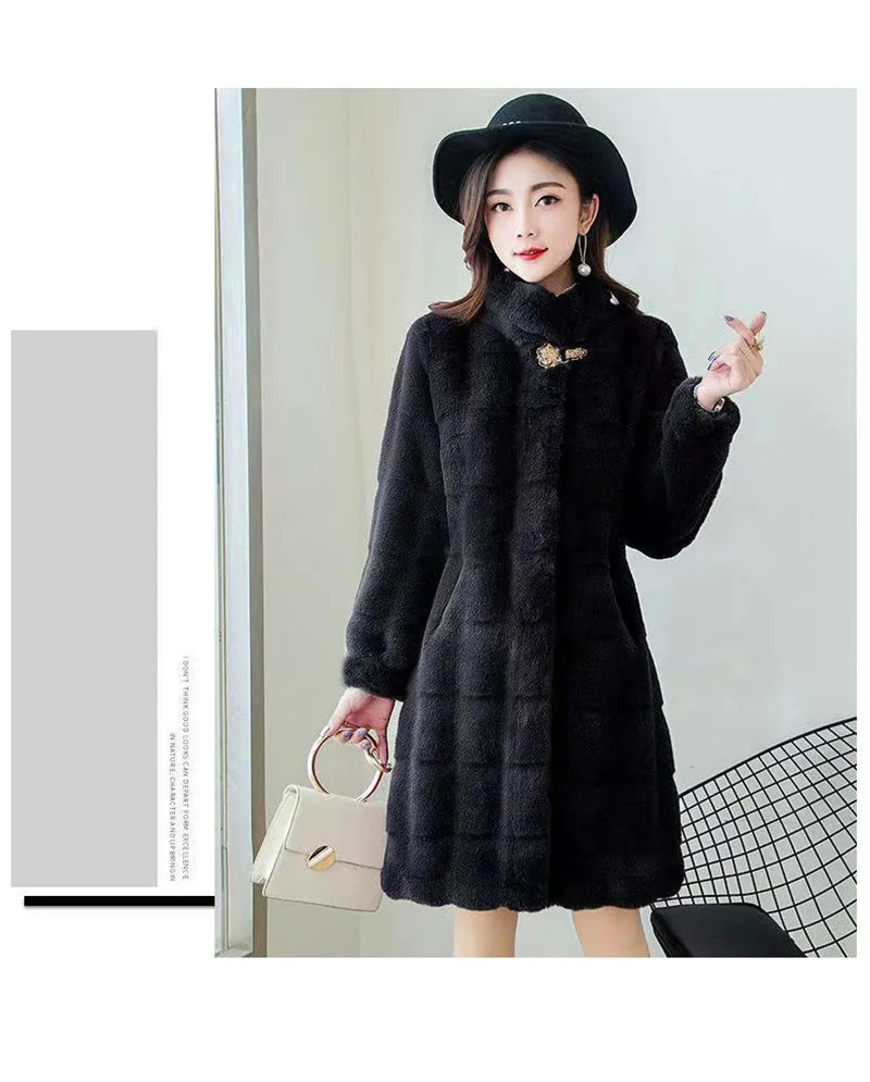 2023 Autumn Winter New Fur Coat Female Mid length Korean Version Slim Fit Women's Imitation Mink Fleece Coat Women's Danish Mink
