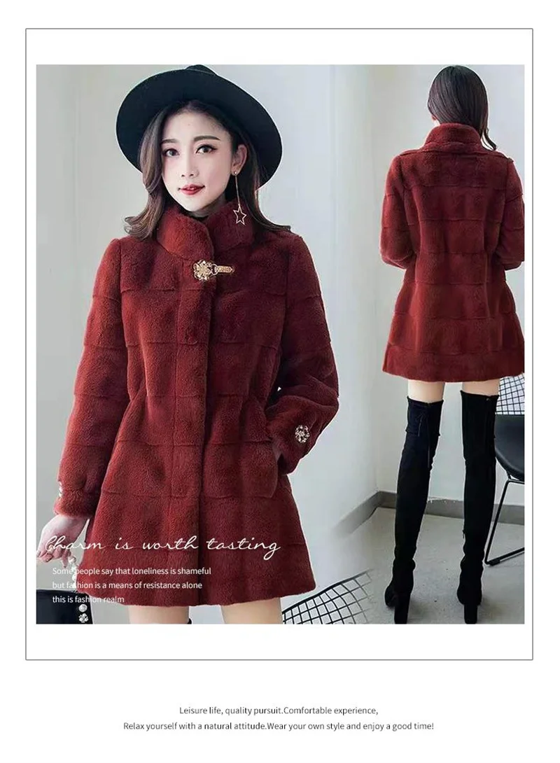 2023 Autumn Winter New Fur Coat Female Mid length Korean Version Slim Fit Women's Imitation Mink Fleece Coat Women's Danish Mink