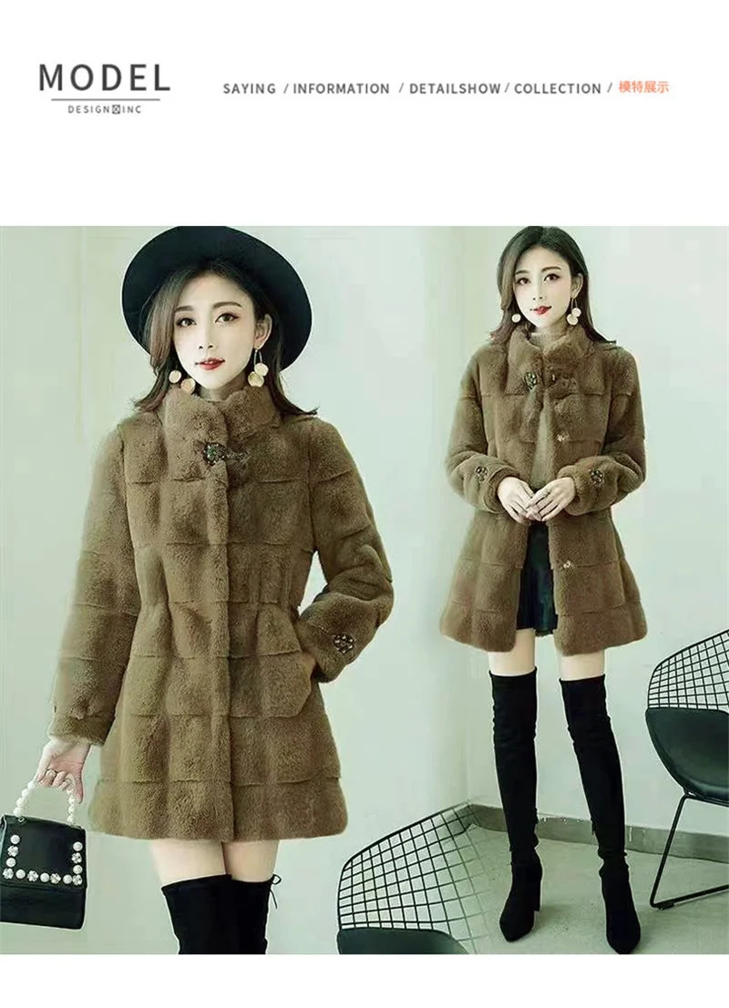 2023 Autumn Winter New Fur Coat Female Mid length Korean Version Slim Fit Women's Imitation Mink Fleece Coat Women's Danish Mink