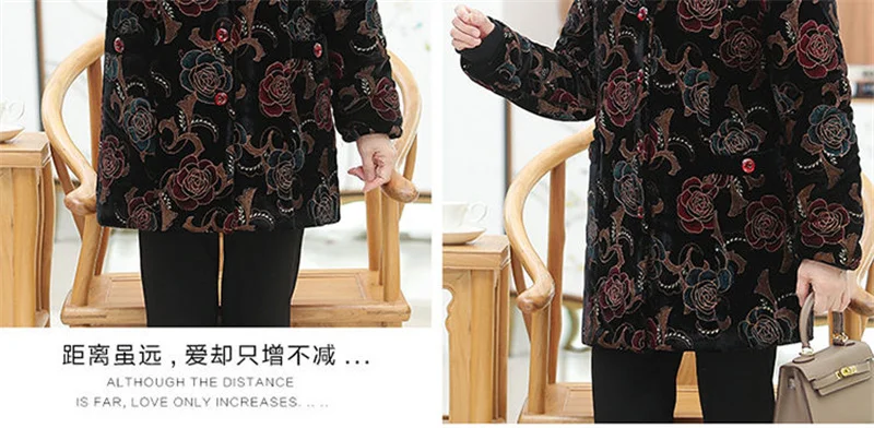 Women Cotton-Padded Coat Middle-Aged Elderly Mother Winter Clothes Women Parkas Velvet Thick Warm Quilted Jacket Outerwear 5XL