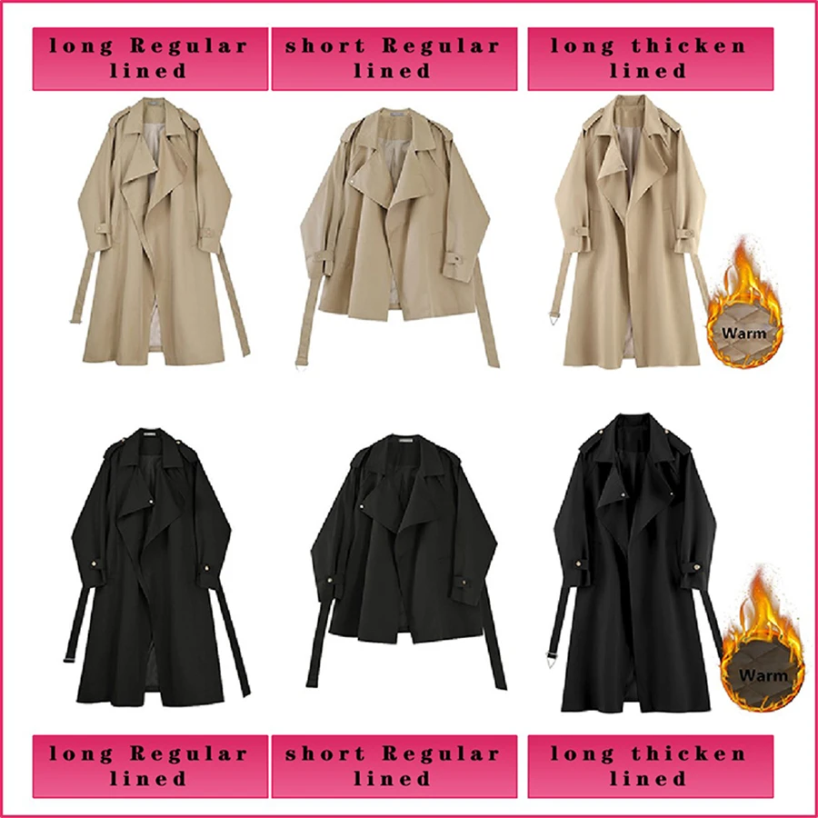 Fall Winter Thicken Khaki Long Trench Coats Women Casual Loose Cotton Padded Lined Gabardina Parkas New Warm Windbreaker Jacket