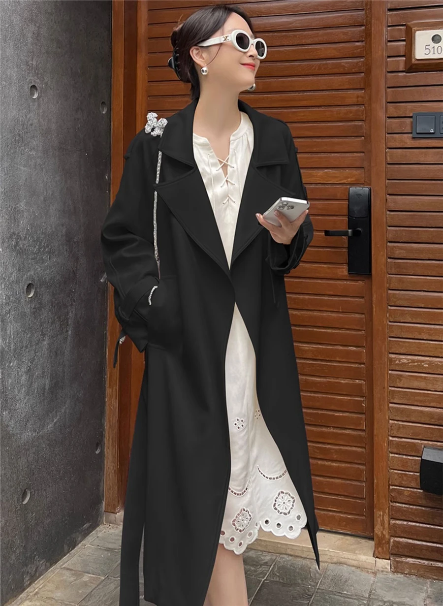 Fall Winter Thicken Khaki Long Trench Coats Women Casual Loose Cotton Padded Lined Gabardina Parkas New Warm Windbreaker Jacket