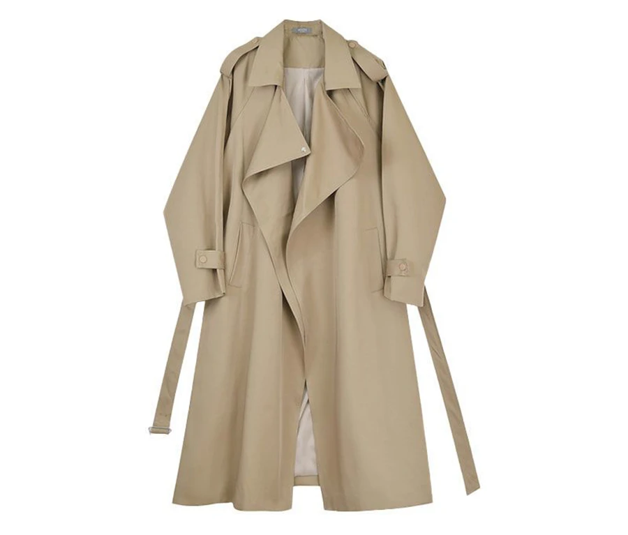 Fall Winter Thicken Khaki Long Trench Coats Women Casual Loose Cotton Padded Lined Gabardina Parkas New Warm Windbreaker Jacket