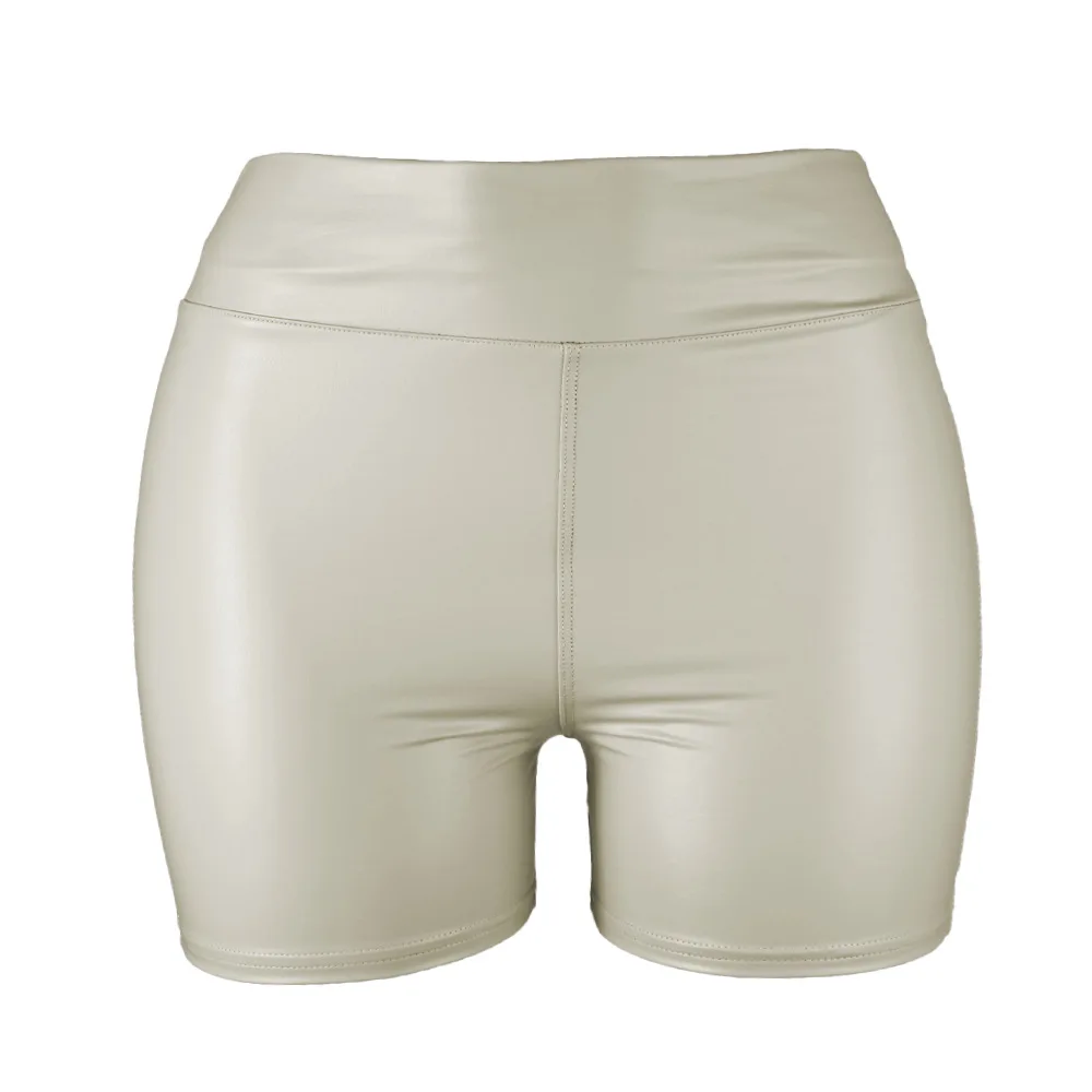 S-5XL Sexy Nightclub Costumes Shorts Women PU Leather Black Shorts High Waist Solid Color Green Brown Navy Fashion Summer