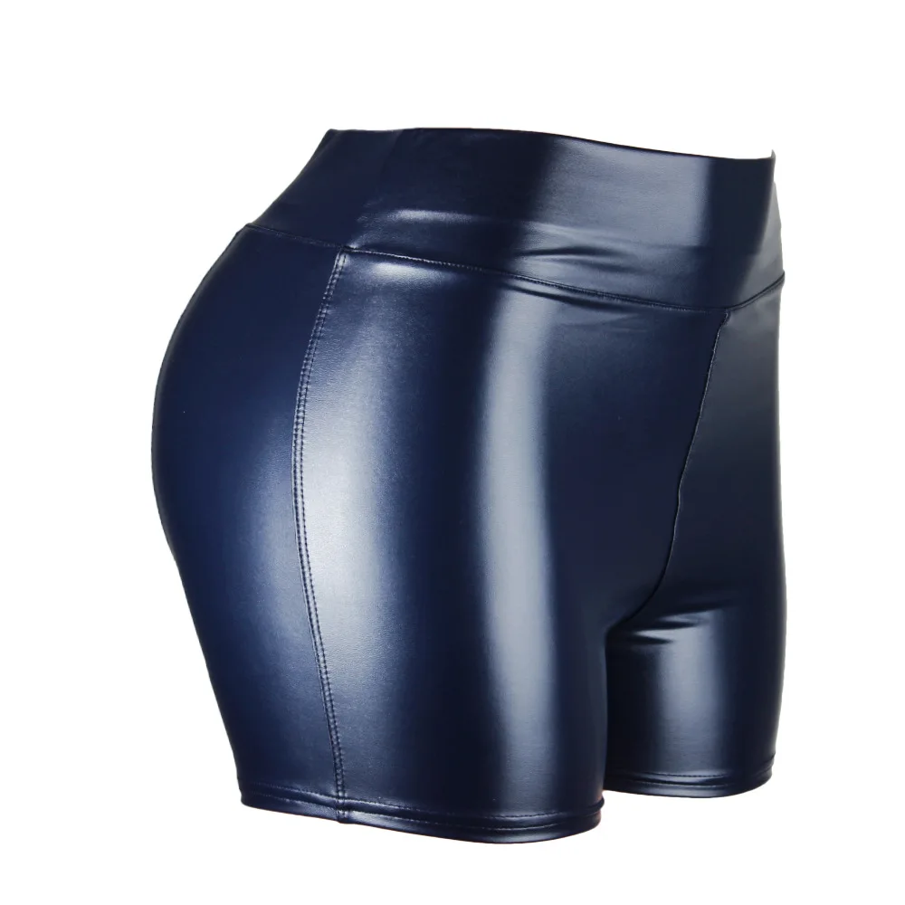 S-5XL Sexy Nightclub Costumes Shorts Women PU Leather Black Shorts High Waist Solid Color Green Brown Navy Fashion Summer