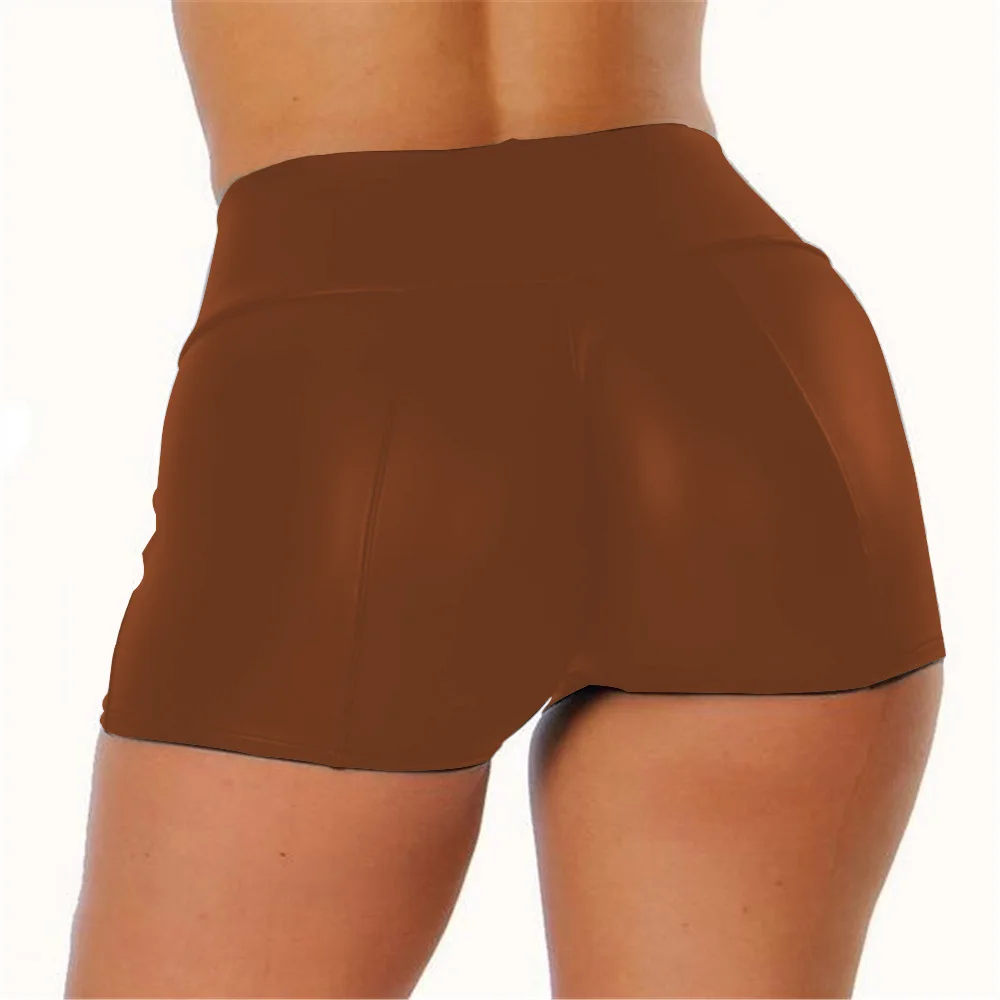 S-5XL Sexy Nightclub Costumes Shorts Women PU Leather Black Shorts High Waist Solid Color Green Brown Navy Fashion Summer
