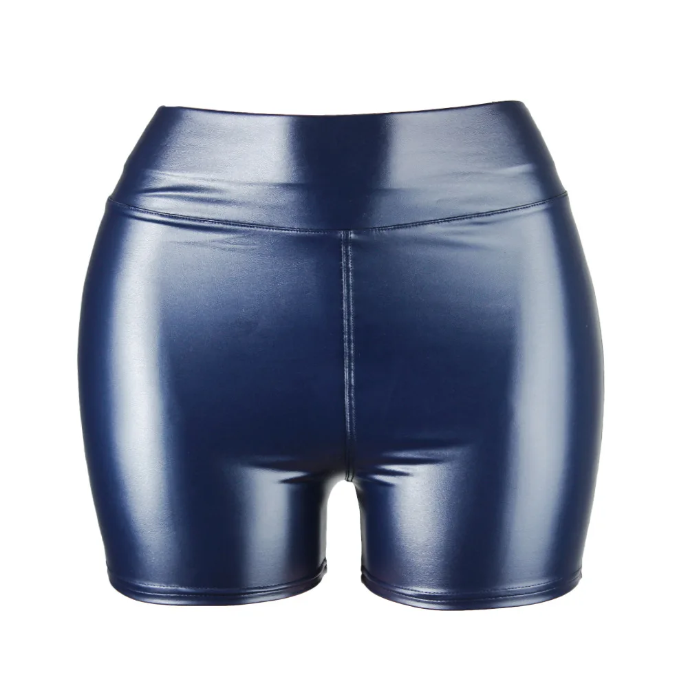S-5XL Sexy Nightclub Costumes Shorts Women PU Leather Black Shorts High Waist Solid Color Green Brown Navy Fashion Summer