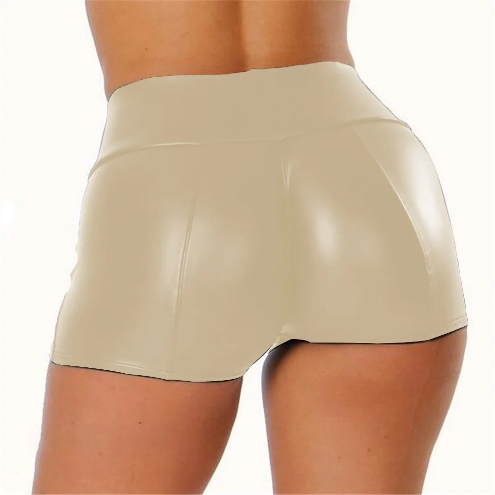 S-5XL Sexy Nightclub Costumes Shorts Women PU Leather Black Shorts High Waist Solid Color Green Brown Navy Fashion Summer