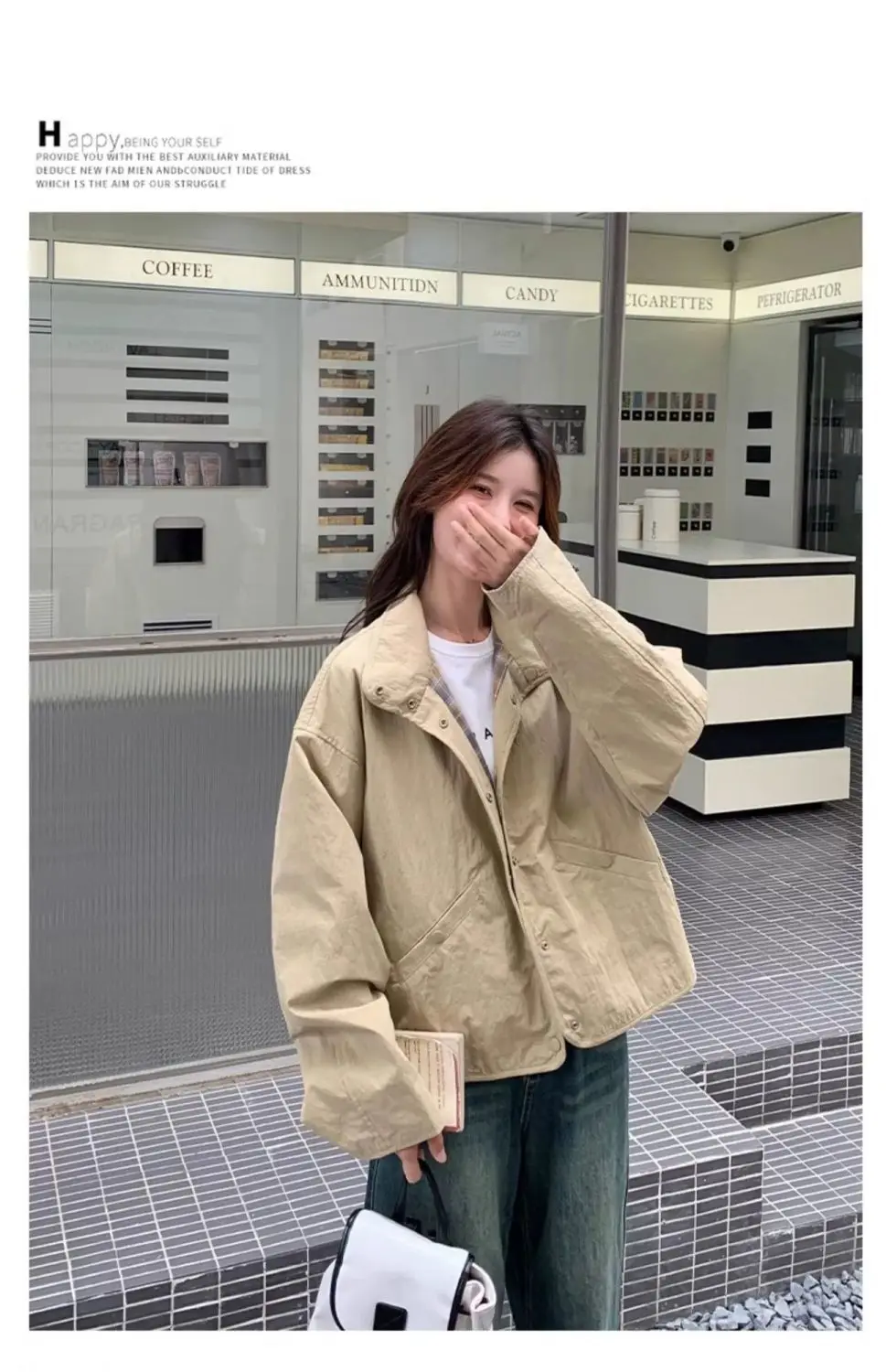 New Women's Plaid Jacket Fashion Loose Long Sleeve Single Row Button Tops Short Jacket Cardigan Coats Shirts