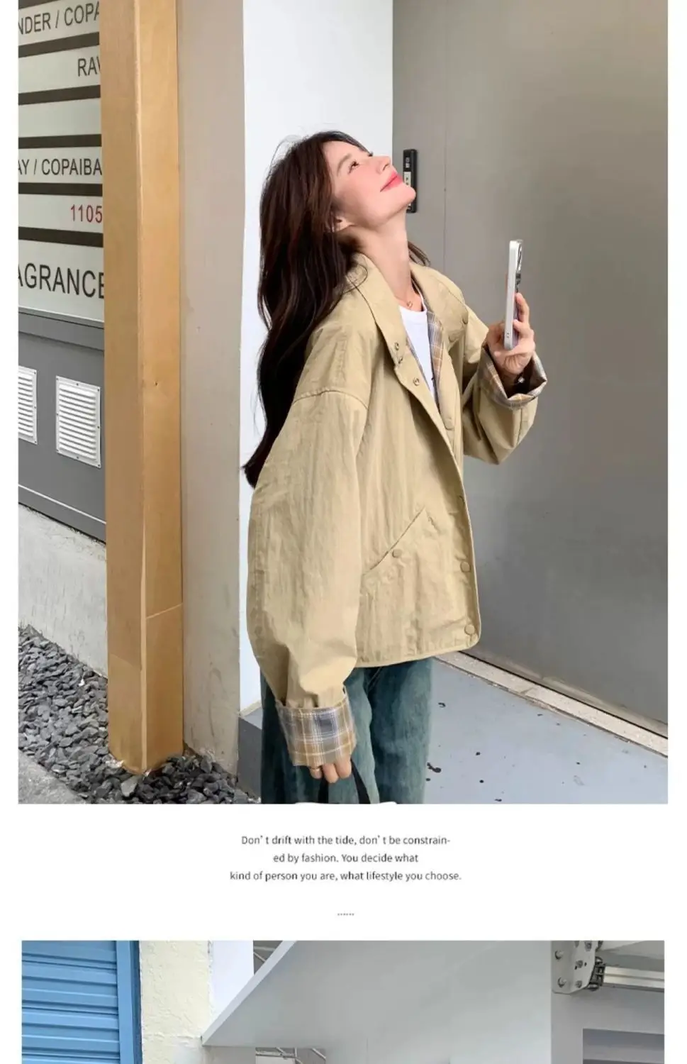 New Women's Plaid Jacket Fashion Loose Long Sleeve Single Row Button Tops Short Jacket Cardigan Coats Shirts