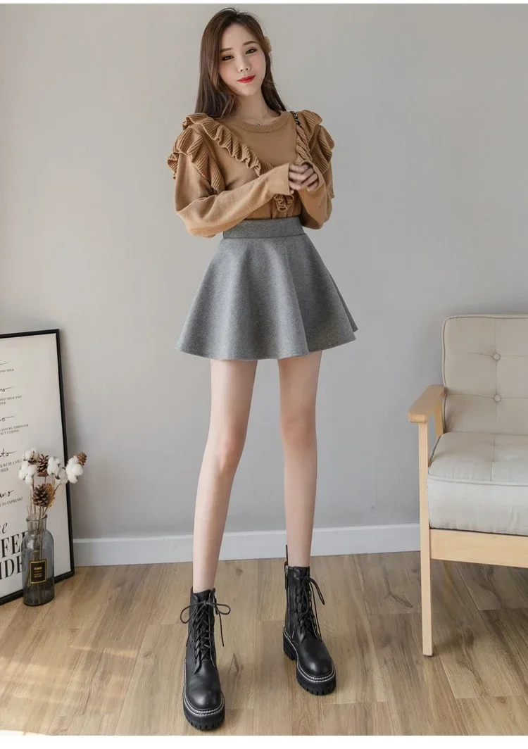 Autumn Fashion Women's Solid Color PU Pleated Skirts Winter Slim Fit High Waisted Unique Zippered Women Mini Leather Skirt