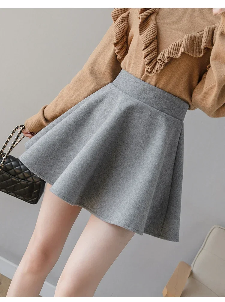 Autumn Fashion Women's Solid Color PU Pleated Skirts Winter Slim Fit High Waisted Unique Zippered Women Mini Leather Skirt