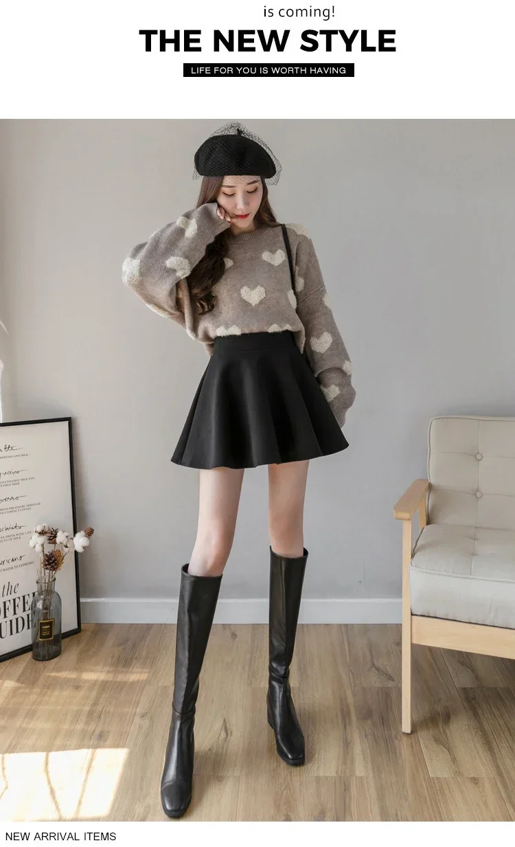 Autumn Fashion Women's Solid Color PU Pleated Skirts Winter Slim Fit High Waisted Unique Zippered Women Mini Leather Skirt