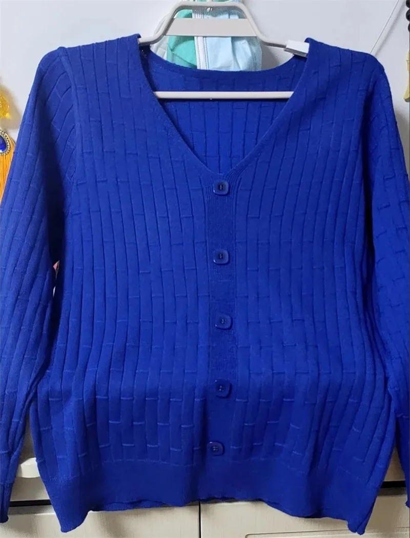 2025 NEW Spring Women Sweater 5XL Large Size Loose V-Neck Pullover Korean Elegant Knitted Sweater Female All-Match Solid Sweater