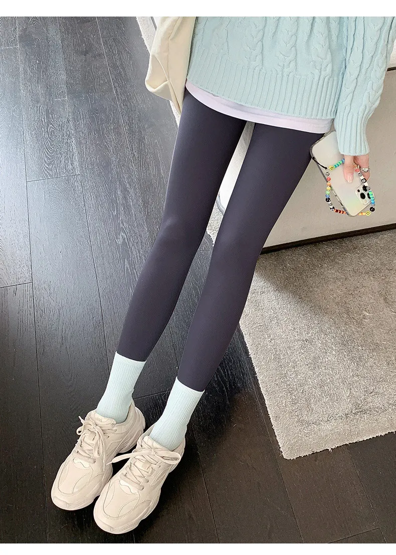 BIVIGAOS Autumn New Thin Rabbit Fleece Shark Leggings Women High Waist Elastic Pressure Slim Sport Fitness Winter Warm Leggings