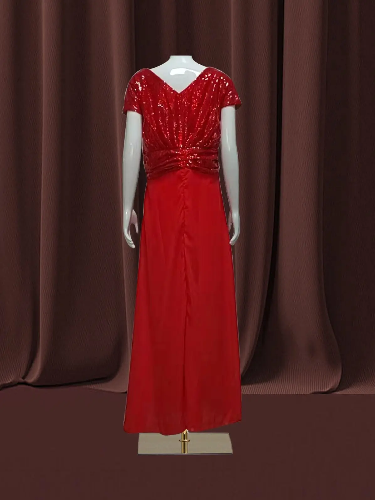 Women Banquet Long Dresses Spring Summer Deep V-Neck Luxury Sequins Slim Fit Chiffon Panels Elegant Party Evening