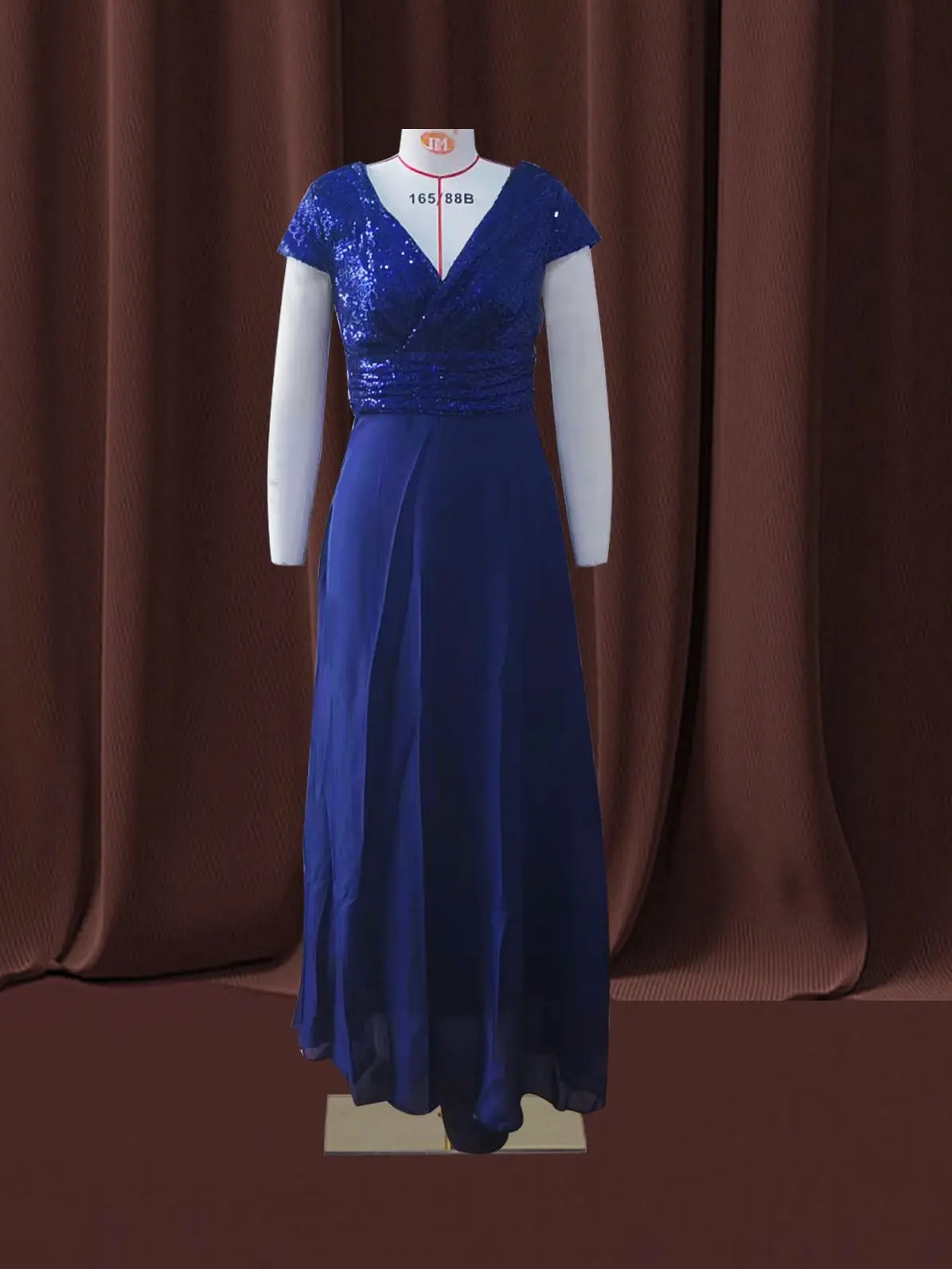 Women Banquet Long Dresses Spring Summer Deep V-Neck Luxury Sequins Slim Fit Chiffon Panels Elegant Party Evening