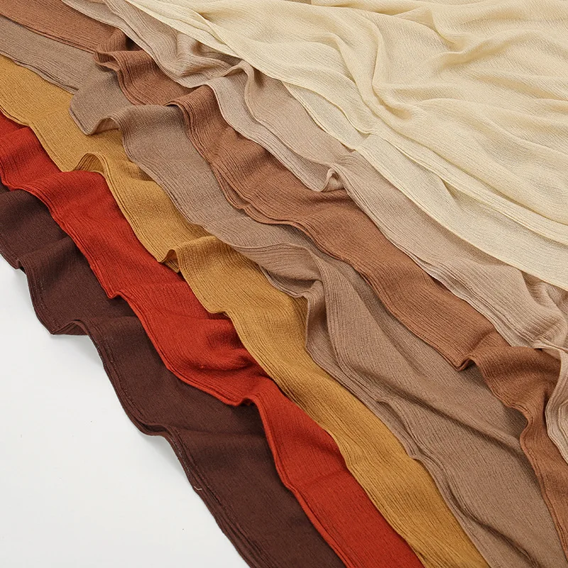 Nieuwe Crinkled Rayon Hijab Hijabs for Women Scarf Plain Shawls Femme Musulman Soft Viscose Headscarf Islamic Turban Headband