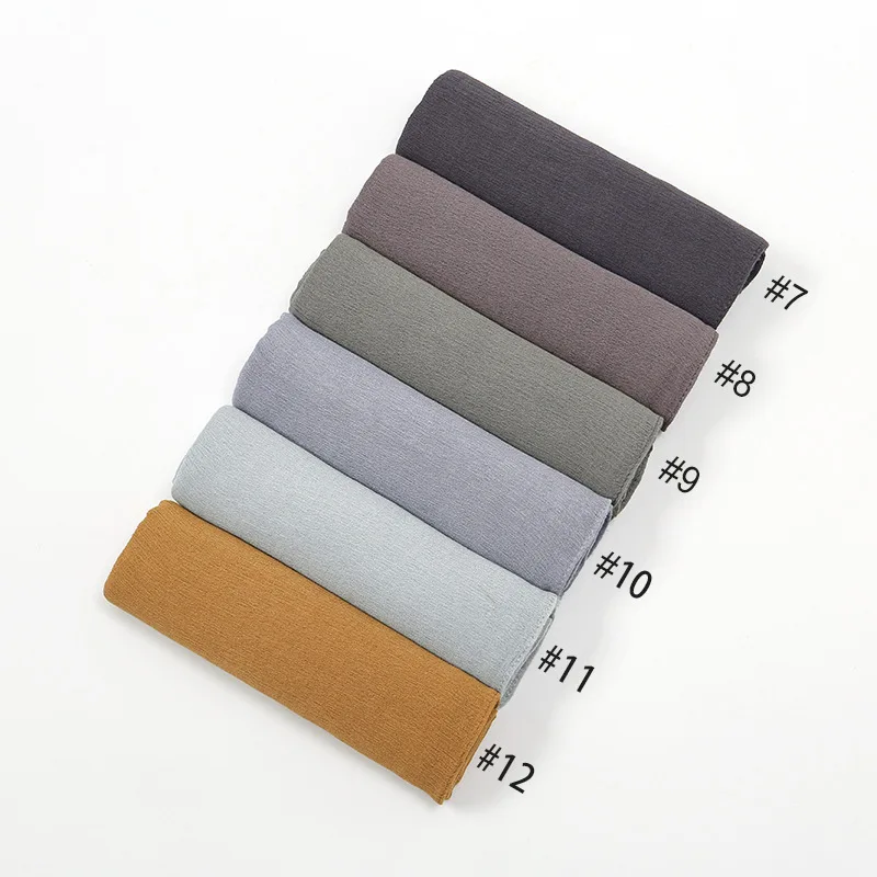 Nieuwe Crinkled Rayon Hijab Hijabs for Women Scarf Plain Shawls Femme Musulman Soft Viscose Headscarf Islamic Turban Headband