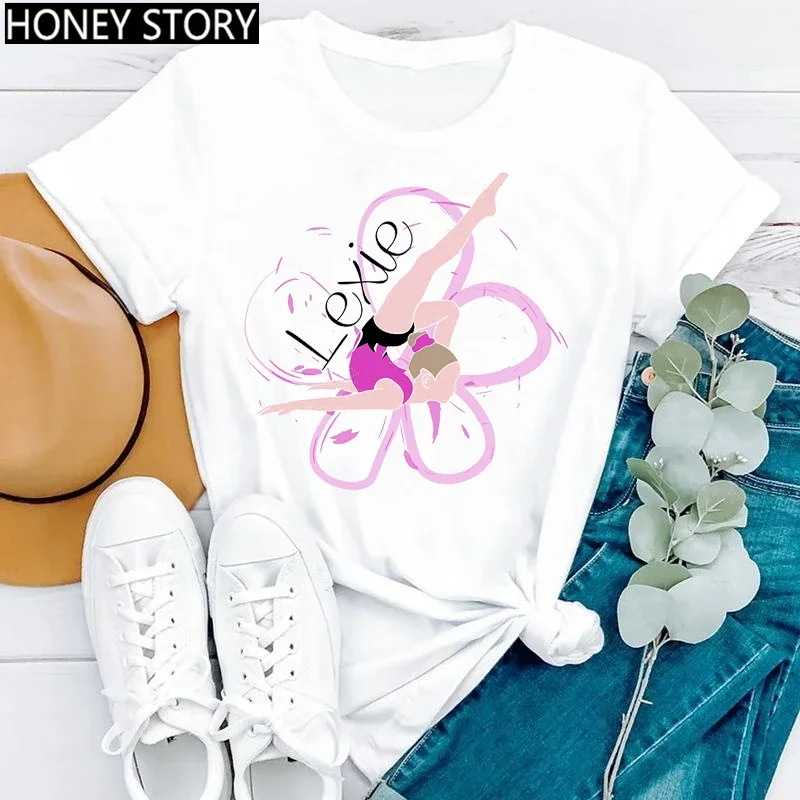 Gymnastics Ballerina Dancer T Shirt Watercolor Gymnastic Ballet Dancer Print T-shirt Women Graphic Tshirts Aesthetic Clothes