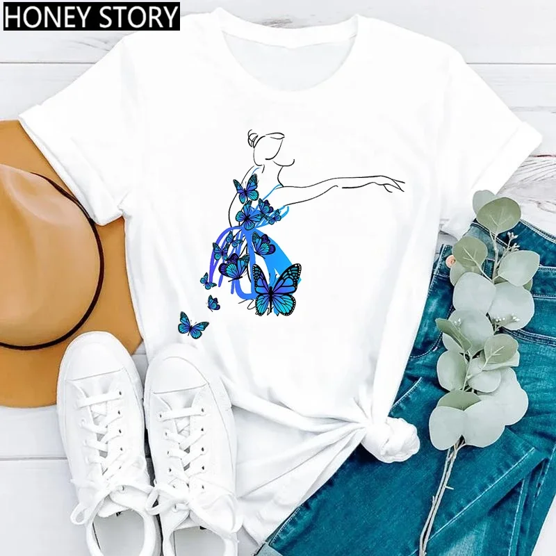 Gymnastics Ballerina Dancer T Shirt Watercolor Gymnastic Ballet Dancer Print T-shirt Women Graphic Tshirts Aesthetic Clothes