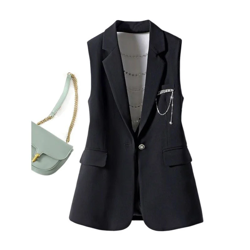 Fashion Suit Vest Jacket Women New 2026 Spring Summer Korean Loose Sleeveless Blazer Waistcoat Coat Female Casual Lady Tops