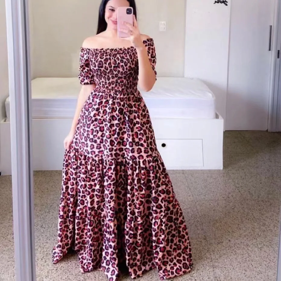 Woman Long Dresses for Flower Suspender Female Summer Party short Elegant Casual Boho Holiday Dress Girl Off Shoulder Lady Print
