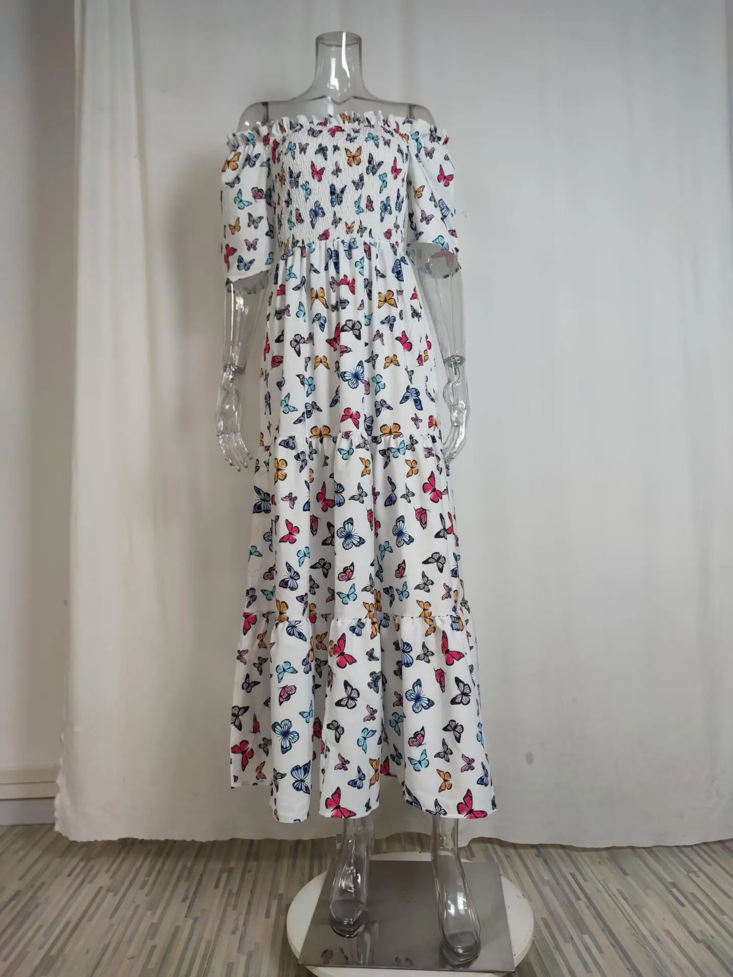 Woman Long Dresses for Flower Suspender Female Summer Party short Elegant Casual Boho Holiday Dress Girl Off Shoulder Lady Print