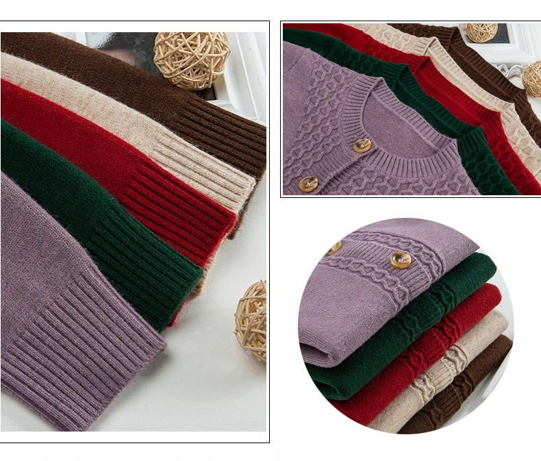 2025 New Round Neck Autumn Winter Knitted Cardigan Middle Aged Mother Knitwears Buttons Women's Sweater Coat свитер жен