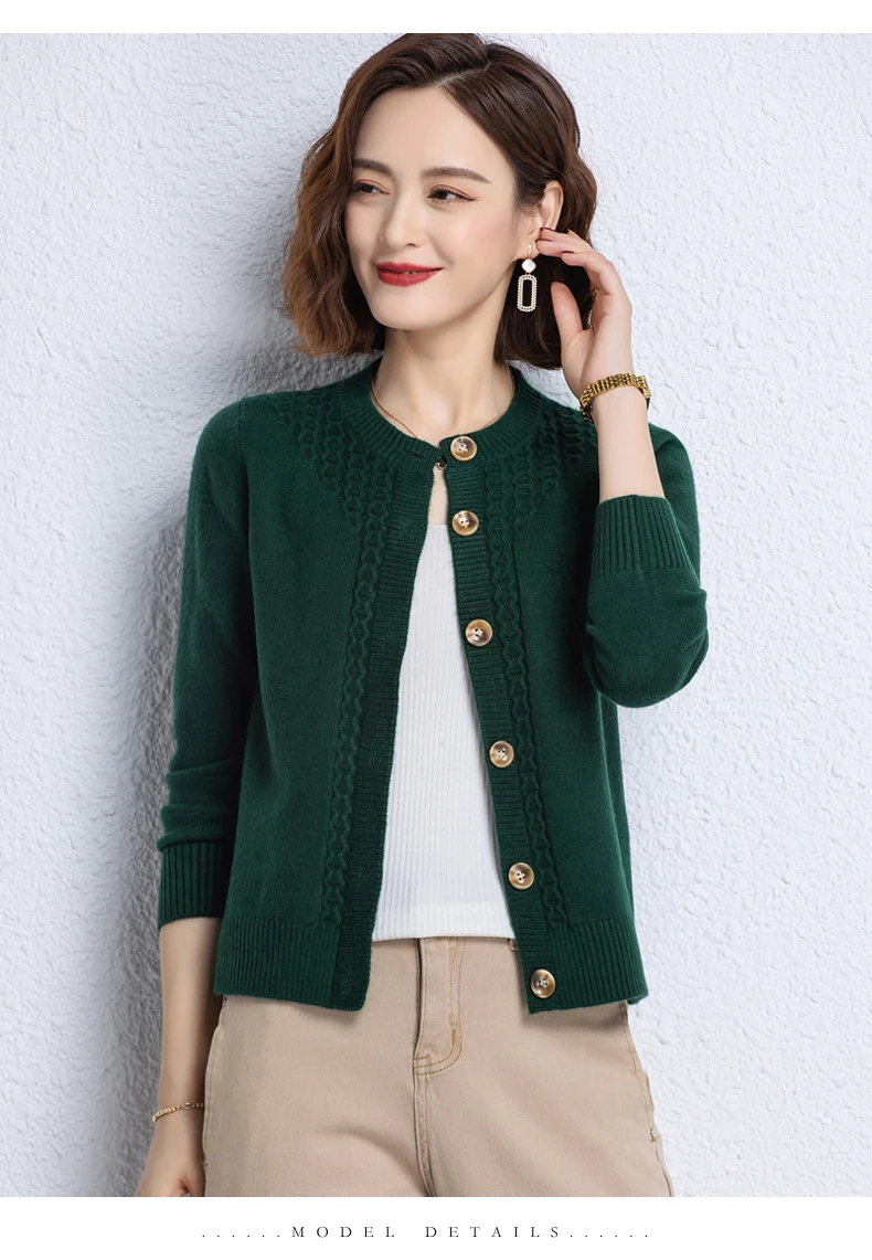 2025 New Round Neck Autumn Winter Knitted Cardigan Middle Aged Mother Knitwears Buttons Women's Sweater Coat свитер жен