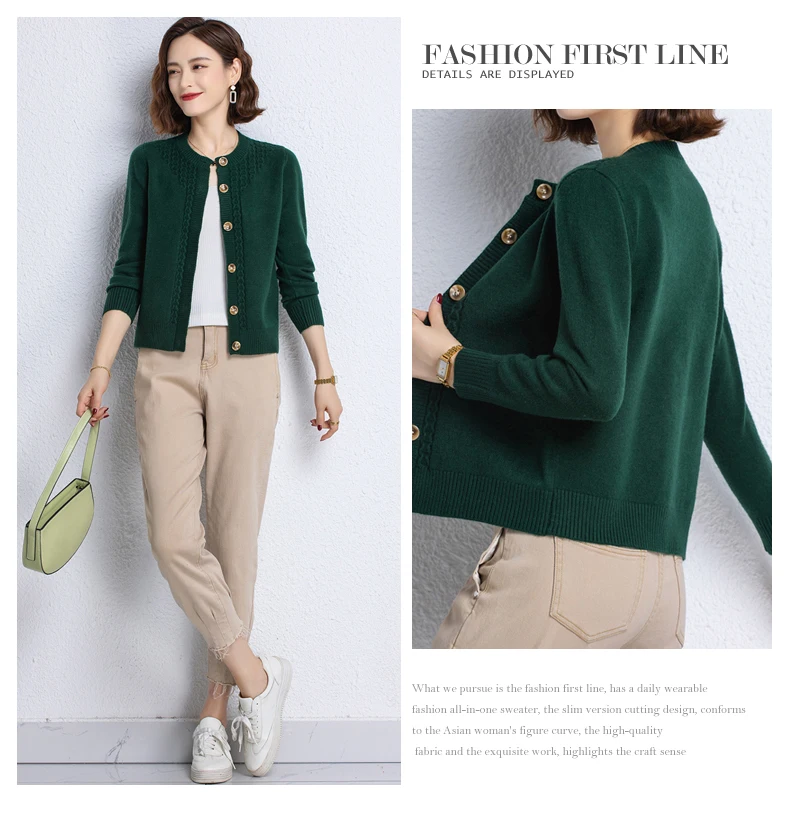 2025 New Round Neck Autumn Winter Knitted Cardigan Middle Aged Mother Knitwears Buttons Women's Sweater Coat свитер жен