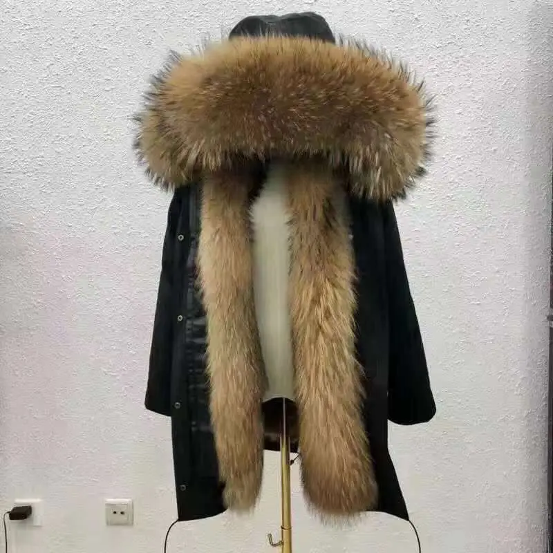 Women Cotton coat Winter Jacket Female thick warm Parkas hooded Outwear large sizeInner liner removable fur over knee Overcoat