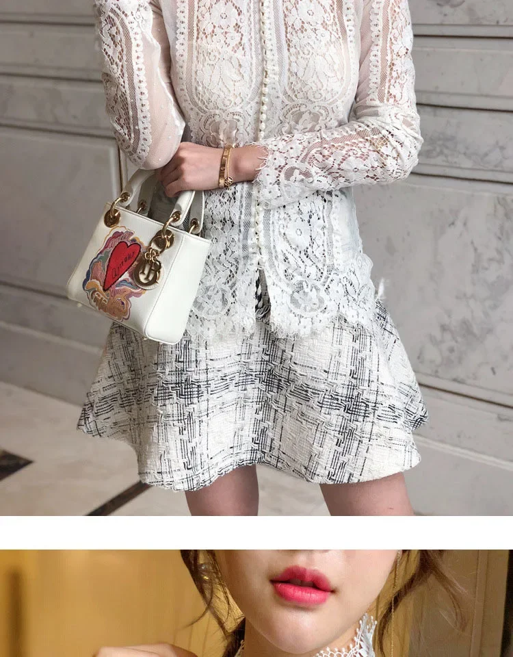 Blusas Mujer De Moda Slim Women Shirt Elegant Pearl Blouse Lady Long Sleeve Turtleneck Lace Shirts Autumn Korean Sexy Hollow Top