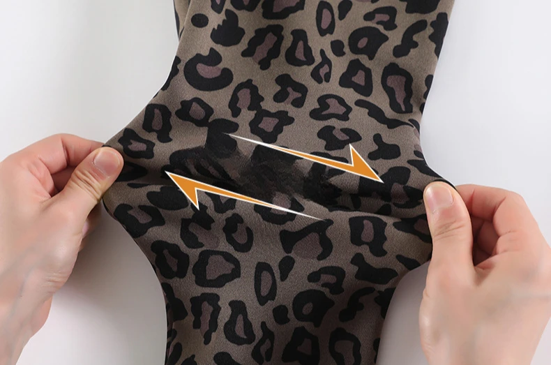 Autumn Winter Leopard Print Leggings Women's Velvet Pants Ankle Length High Waist Slim Elastic Warm Yoga Sport Leggings Women