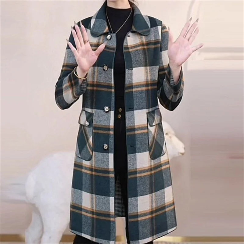 Double-Sided Plaid Coat For Women's Mid Length 2026 New Autumn and Winter New Korean Version Double-Sided Woolen Coat for Women