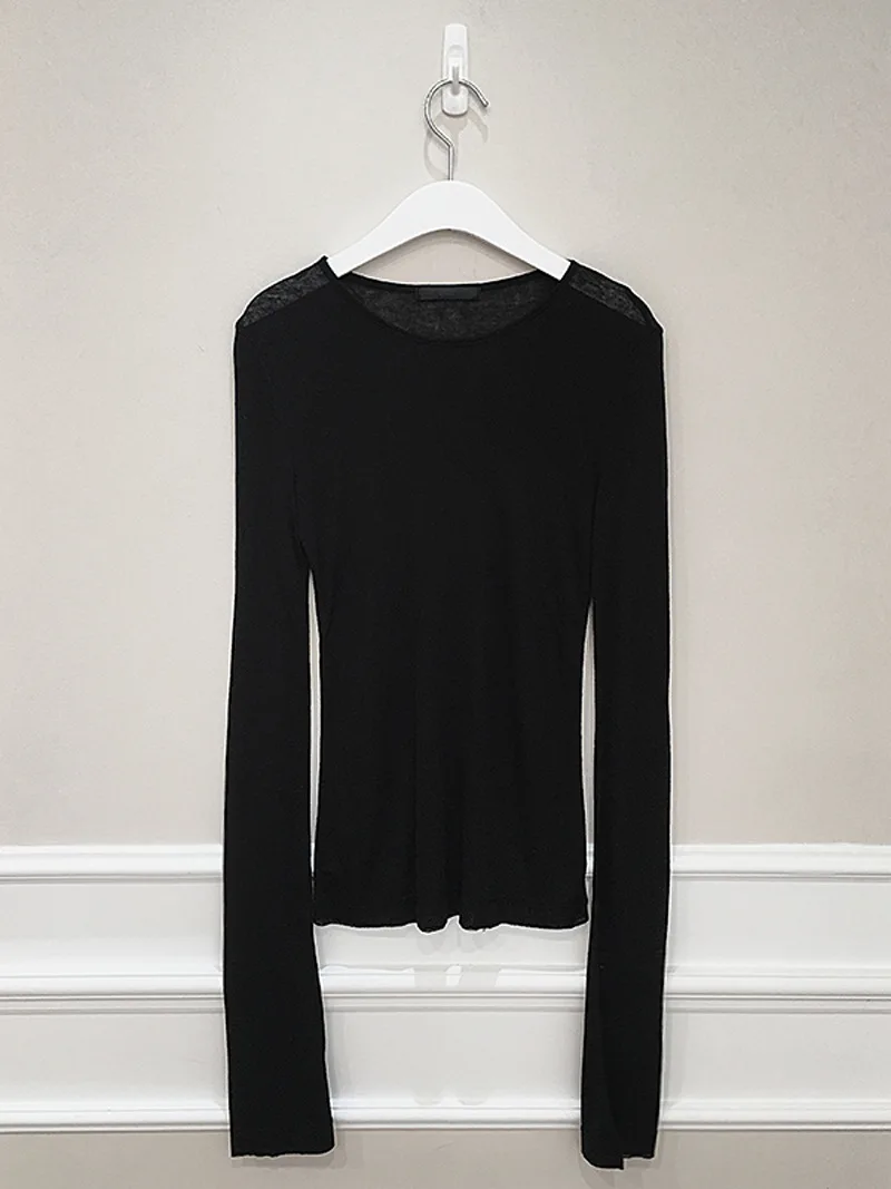 Sexy Shirt Women T-Shirt Long Sleeve Korean Style Slim Basic Elasticity Tshirt Top Womens Clothing T Shirt Femme