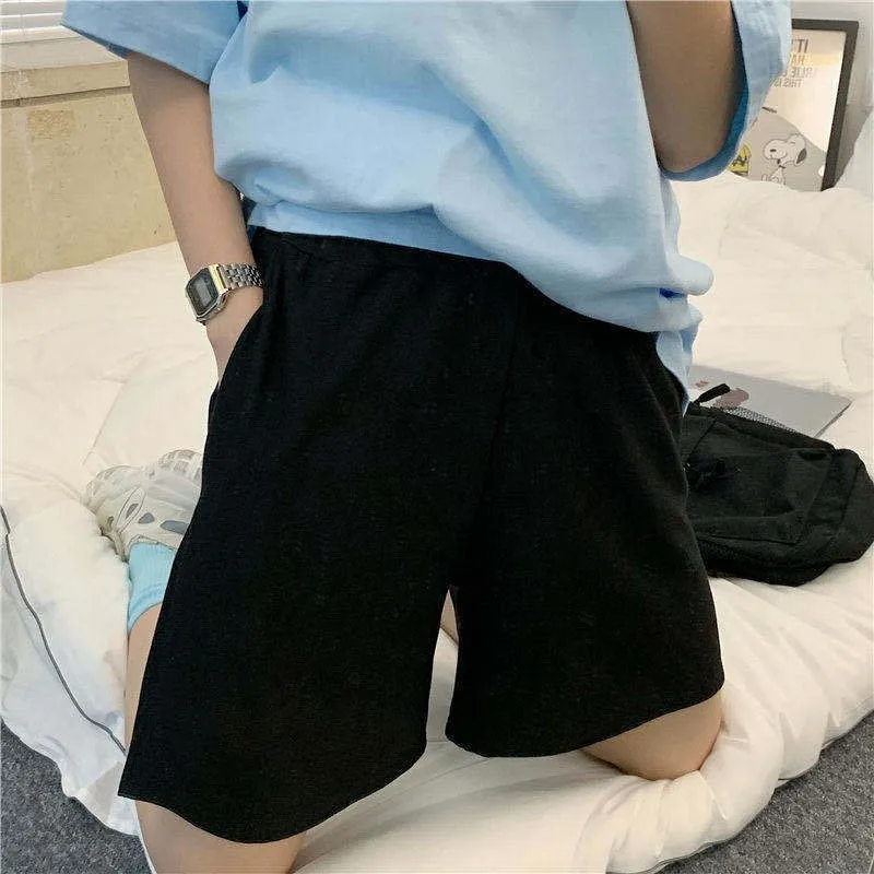 Women Shorts Summer Elastic Waist Korean Style Short High Waist Pants Fitness Running Shorts Harajuku Loose Casual Large Sports