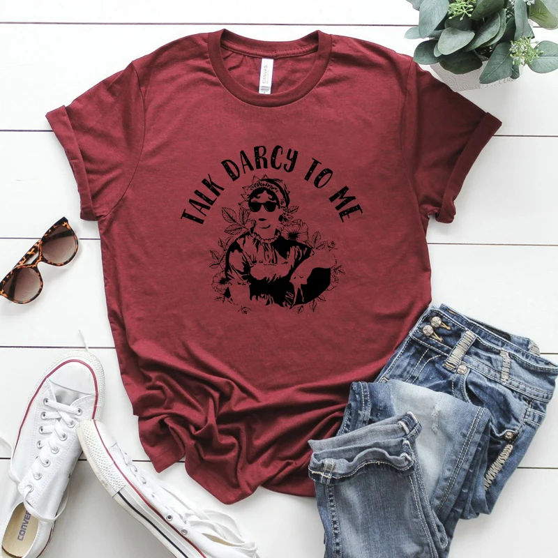Cool Austen Talk Darcy To Me T-Shirt Funny Jane Austen Shirt Pemberley Derbyshire Pride and Prejudice Shirts Bookish Gift