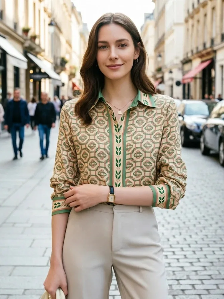 New Spring Office Ladies Shirts Fashion Printed Women's Blouses France Style Tops Blusas Mujer