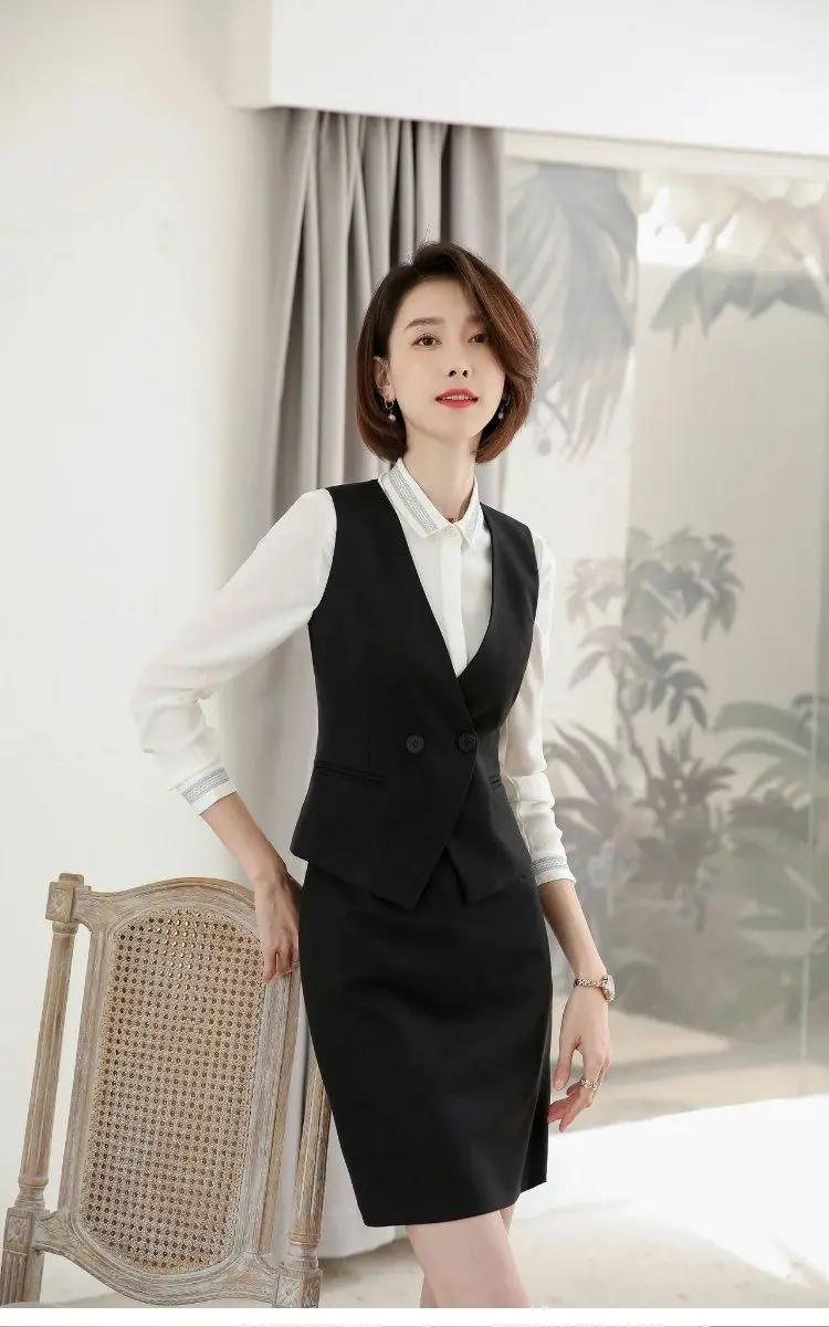 Women's Suit Vest Lapel Double-Breasted Business Slim Fit Sleeveless Women Office Work Female Waistcoat Short Vest Outerwear