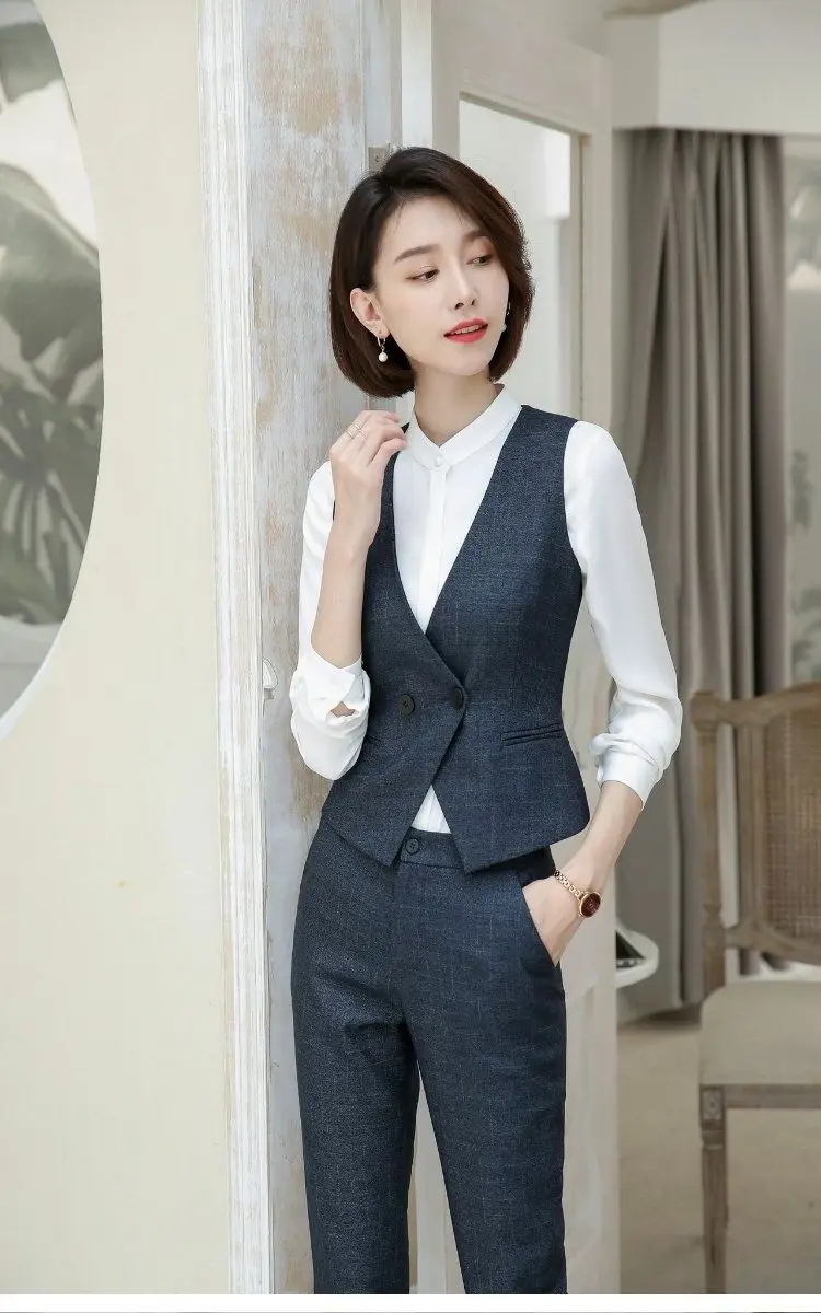 Women's Suit Vest Lapel Double-Breasted Business Slim Fit Sleeveless Women Office Work Female Waistcoat Short Vest Outerwear