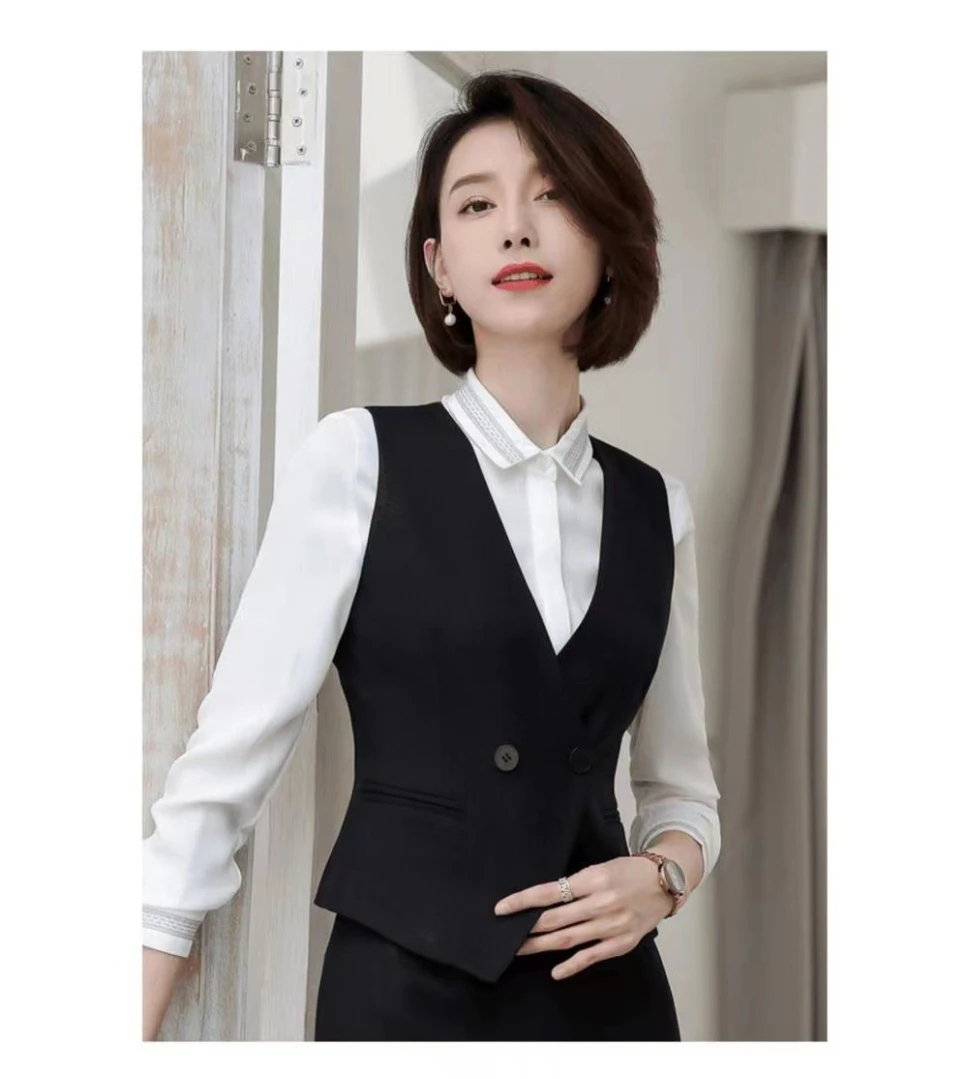 Women's Suit Vest Lapel Double-Breasted Business Slim Fit Sleeveless Women Office Work Female Waistcoat Short Vest Outerwear