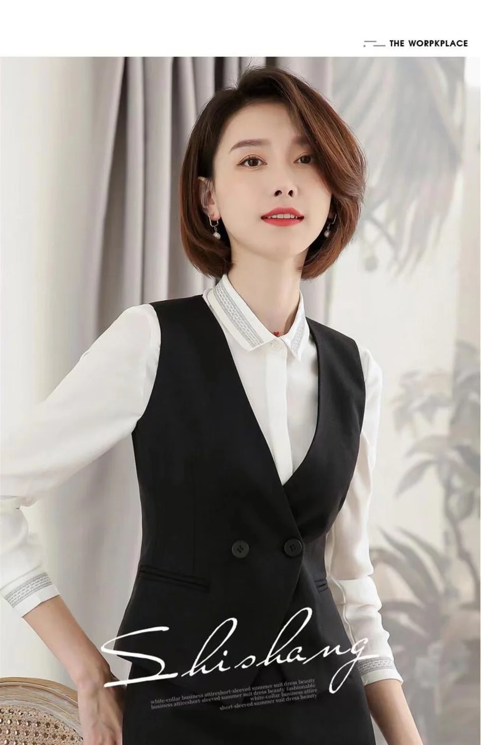 Women's Suit Vest Lapel Double-Breasted Business Slim Fit Sleeveless Women Office Work Female Waistcoat Short Vest Outerwear
